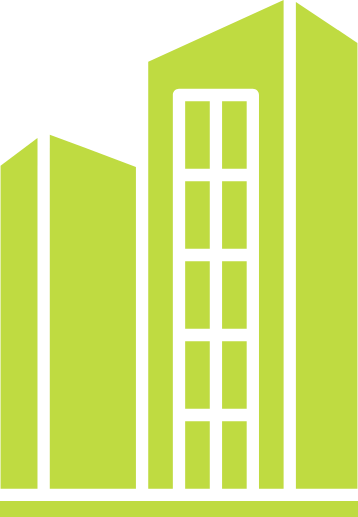 Grüne Gebäude-Silhouette